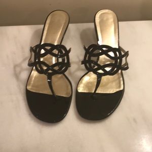 Valentino Garavani Blk Patnt Lthr Kitten Heel Sz38